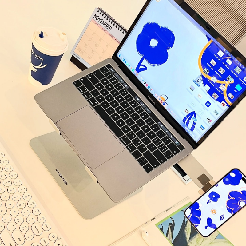 Adjustable Laptop Stand with Phone Holder for iPhone 17 Users – Lention