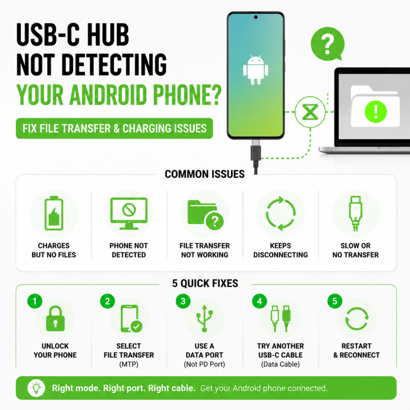 USB-C Hub Not Detecting Android Phone? Fix File Transfer – Lention