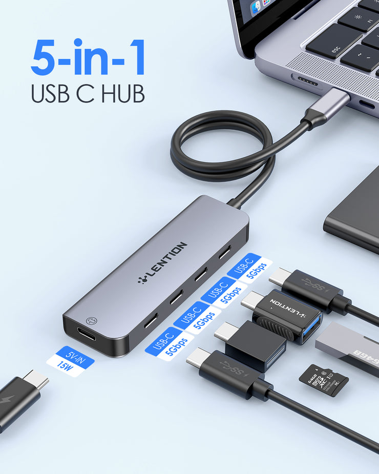 LENTION USB C Hub with 4 x USB C Ports & Type C Power Supply Port (CE31)