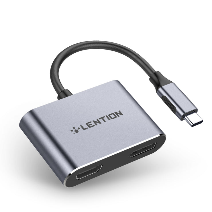 LENTION USB-C to HDMI & DisplayPort, Supports Dual 4K/30Hz Output (CB-C52s)