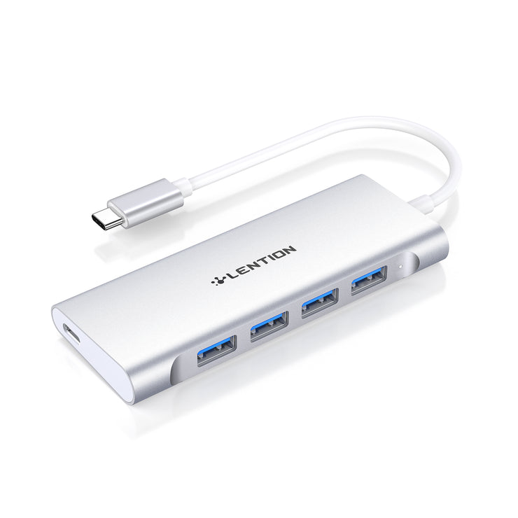 LENTION USB C Hub with 4 USB 3.0 Ports and Type C 60W PD Charging Adapter (CB-C31)