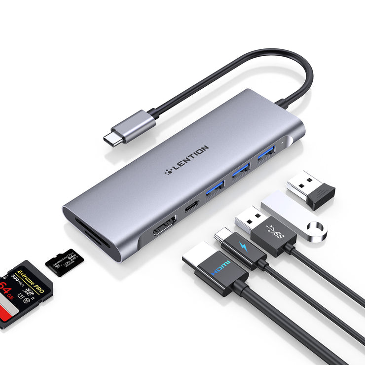 LENTION 7-in-1 USB C Hub with 4K HDMI and SD Card Reader More (CB-C36B)