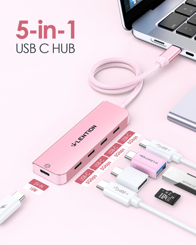 LENTION USB C to USB C Hub with 4 USBC Port & Type C Power Supply Port (CE31)