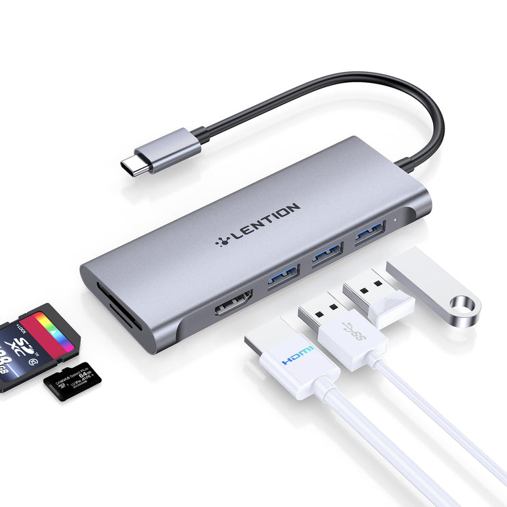 LENTION USB C Hub with 4K HDMI, 3 USB 3.0, SD 3.0 Card Reader (CB-C34)