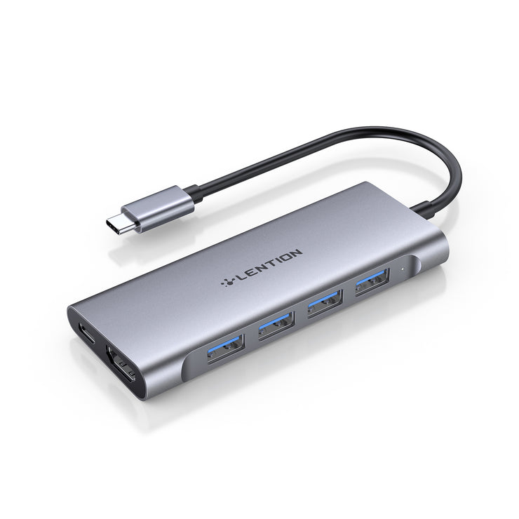 LENTION 6 in 1 Long Cable USB-C Hub with 4K HDMI, 4 USB 3.0, and PD (CB-C35H)