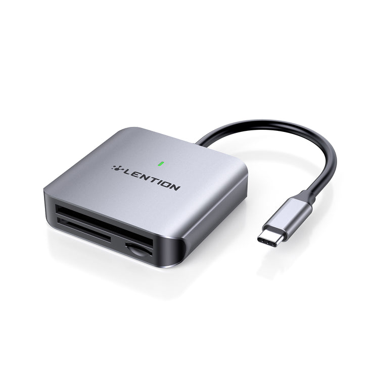 LENTION USB-C to CF/ SD/ Micro SD Card Reader, SD 3.0 Card Adapter (CB-C8s)