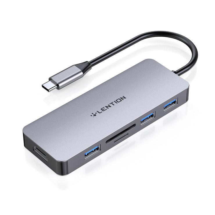 LENTION USB C Hub with 4K HDMI, 3 USB 3.0, SD/Micro SD Card Reader (CB-C18)