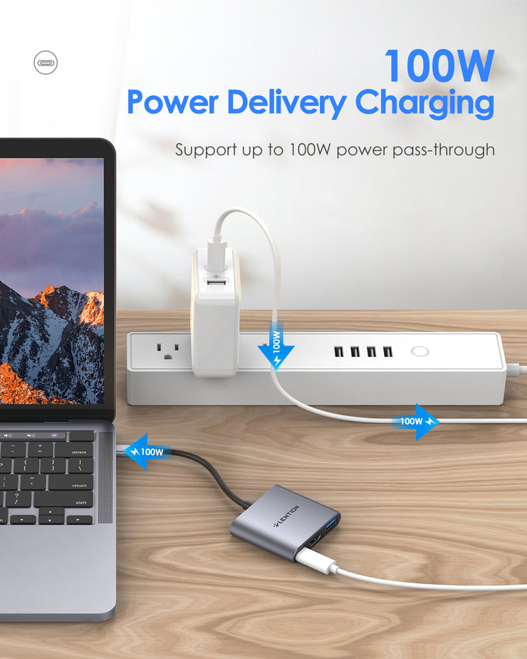 LENTION 3-in-1 USB C Hub with 4K HDMI and PD (CB-C14H)