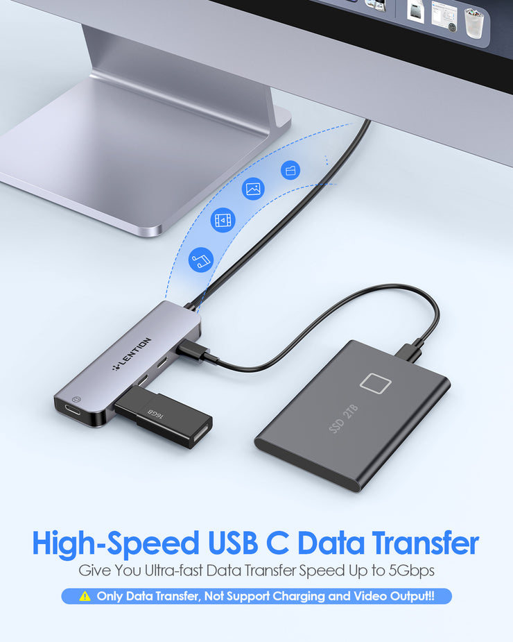 LENTION USB C Hub with 4 x USB C Ports & Type C Power Supply Port (CE31)