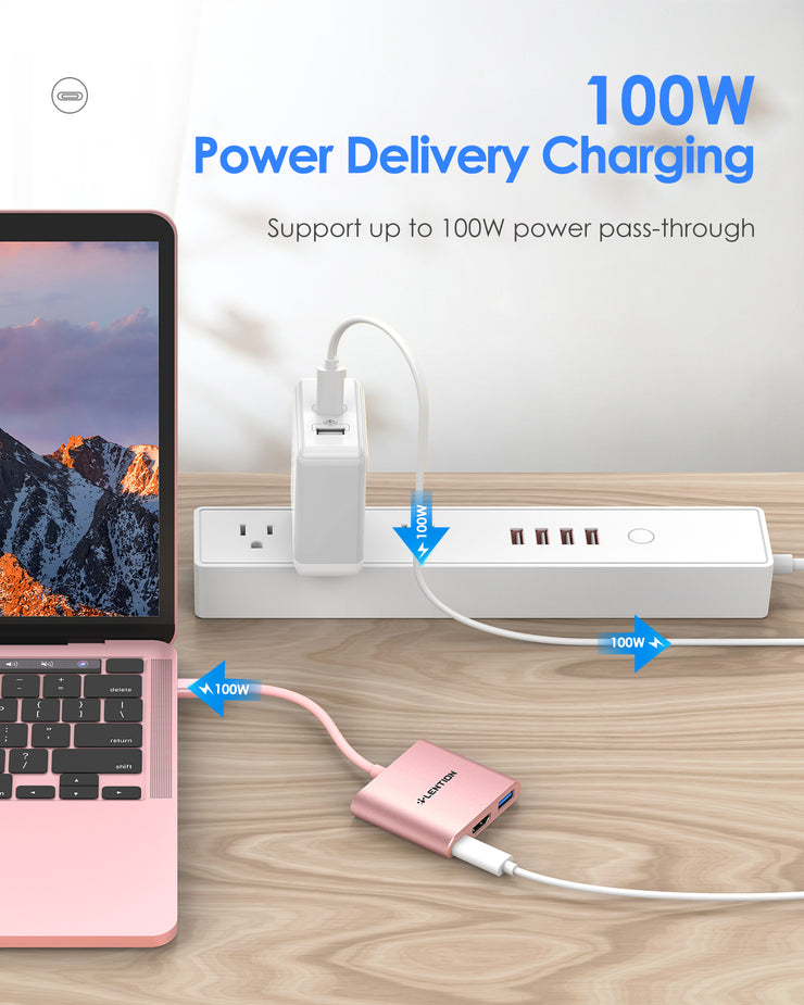 LENTION 3-in-1 USB C Hub with 4K HDMI and PD (CB-C14H)