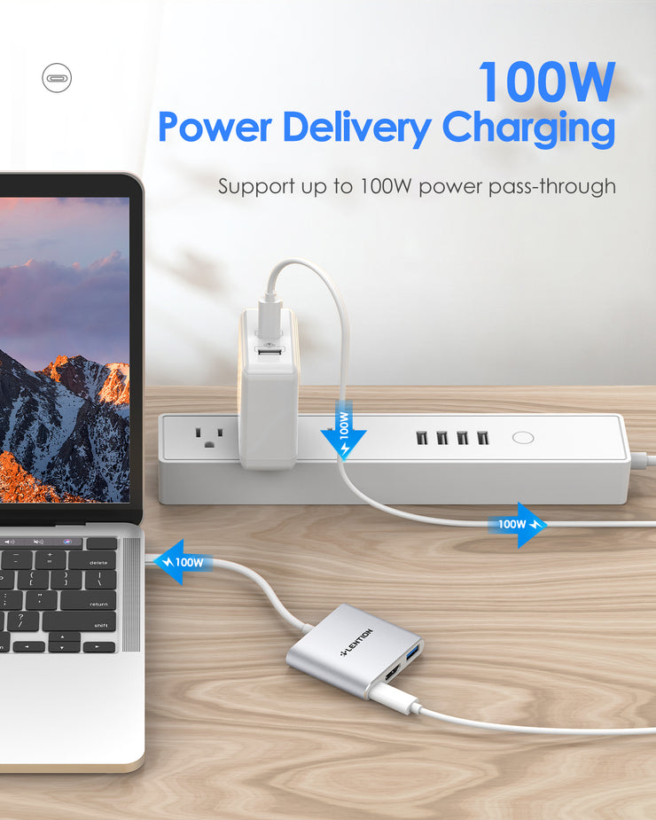 LENTION 3-in-1 USB C Hub with 4K HDMI and PD (CB-C14H)