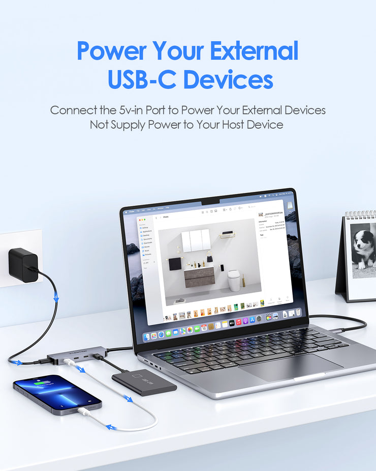 LENTION USB C to USB C Hub with 4 USBC Port & Type C Power Supply Port (CE31)
