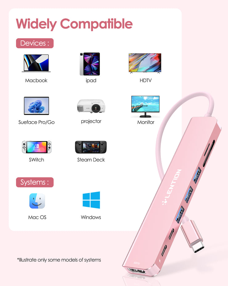 LENTION 8-in-1 USB-C Hub with 4K 60Hz HDMI (CB-CE18s)