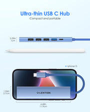 LENTION USB C Hub Multiport Adapter with 100W PD Charging, 4K HDMI, 4 USB-A Data Ports (CB-CH17)