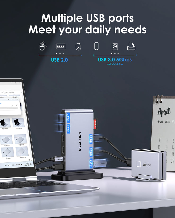Copy of LENTION USB C 10-in-1 Docking Station (CB-D62, Space Gray)