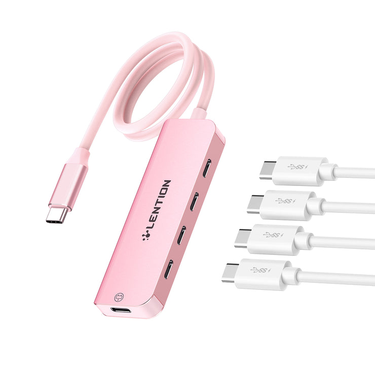 LENTION USB C to USB C Hub with 4 USBC Port & Type C Power Supply Port (CE31)