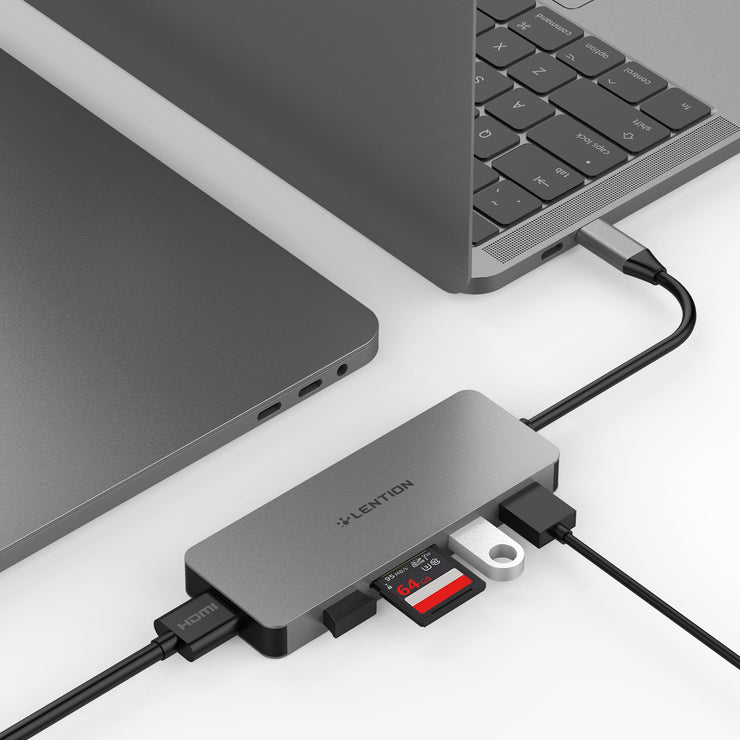 USB C Hub with 4K HDMI, 3 USB 3.0, SD/Micro SD Reader|Lention