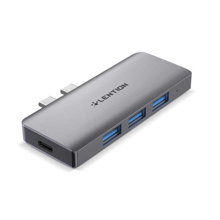 LENTION USB C Portable Hub with 100W Power Delivery, 5Gbps USB C 3.0*3, SD/Micro SD Card Reader