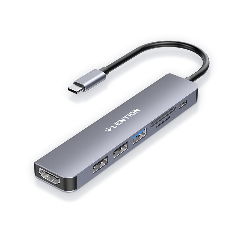 LENTION USB C Hub with 100W Charging, 4K HDMI, Dual Card Reader, USB 3.0 & 2.0 (CB-CE18)