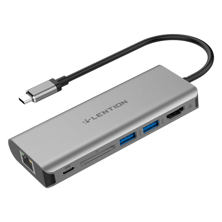 $59.99 - LENTION USB-C Digital AV Multiport Hub with 4K HDMI, 2 USB 3.0, Card Reader, Type C Charging, Gigabit Ethernet Adapter(US/UK/CA Warehouse In Stock) (for New MacBook Air & Pro (With Thunderbolt 3 Ports) / MacBook 12)