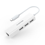 LENTION USB C to 3 USB 2.0 Ports Hub with 100M Ethernet LAN Adapter - New MacBook Air & Pro 13/15/16(With Thunderbolt 3 Ports)/MacBook 12/New iMac/iMac Pro