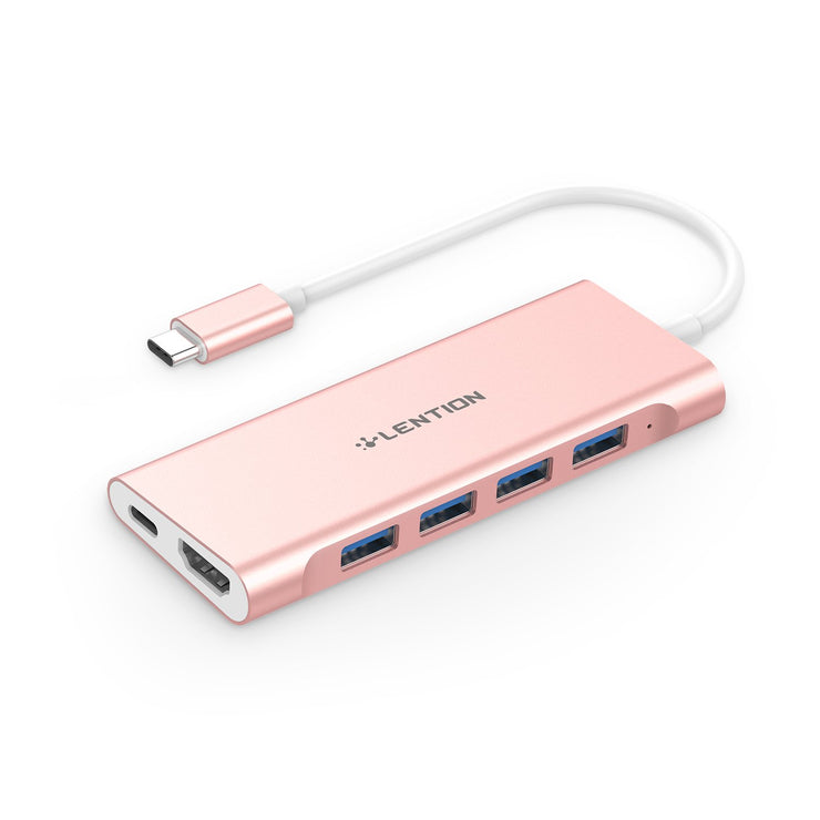 LENTION 6 in 1 Long Cable USB-C Hub with 4K HDMI, 4 USB 3.0, and PD (CB-C35H)