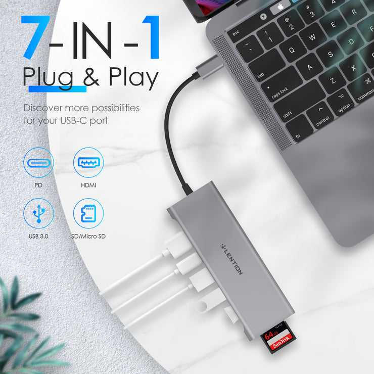 LENTION 7-in-1 USB C Multi-Port Hub | Buy Online in US/UK/CA | Lention.com