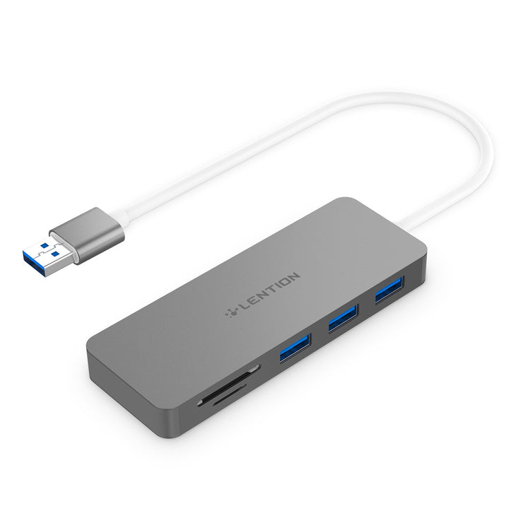 Lention.com: Lention 3-Port USB 3.0 Type A Hub, with SD/Micro SD Card Reader [US/UK/CA Warehouse In Stock], for MacBook Air (2009-2017, Previous Generation), Pro 13/15 (2008-2015, Previous Generation), Chromebook, Surface, and more with USB-A port 