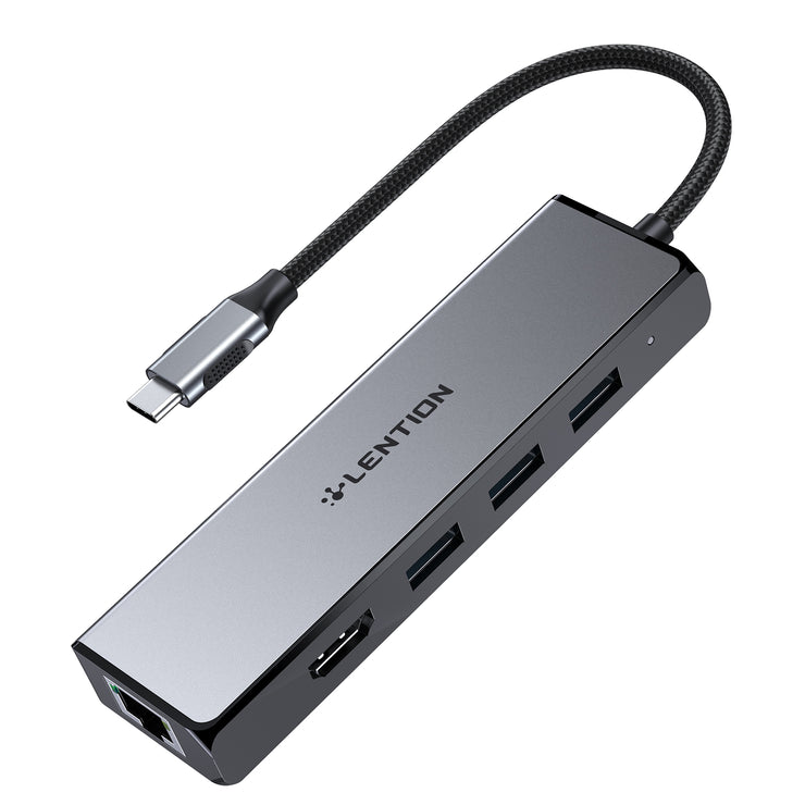 $39.99 - LENTION USB-C to 3 USB 3.0 Hub with 4K HDMI and Gigabit Ethernet LAN Adapter (CB-C25)