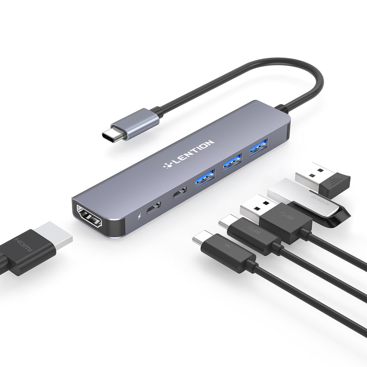 LENTION USB C Hub, 6 in 1 USB C (CB-CE35s)