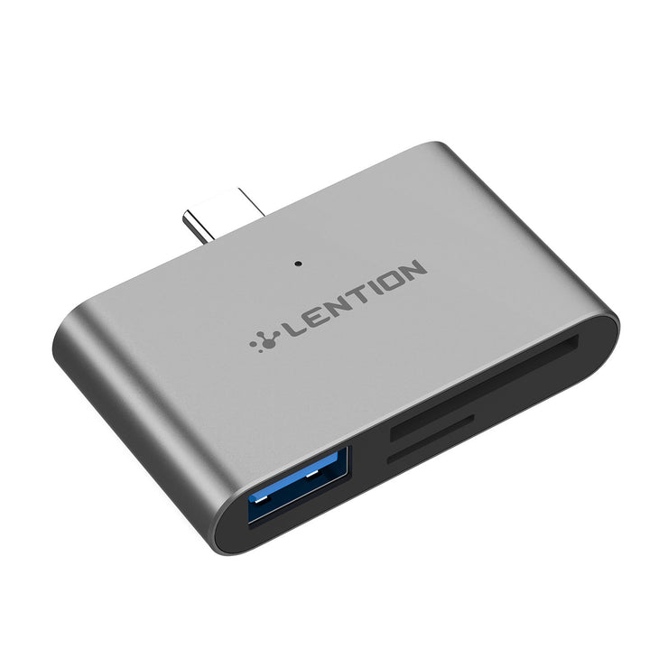 $13.99 - LENTION USB C to SD/Micro SD Card Reader with USB 3.0 Adapter  (US/UK/CA Warehouse In Stock) (for MacBook Air 2018, MacBook Pro 2018 2017 2016, MacBook 12, New iMac / Pro, Surface Go, Chromebook Pixel, Dell XPS, Lenovo Yoga, Matebook, etc.)