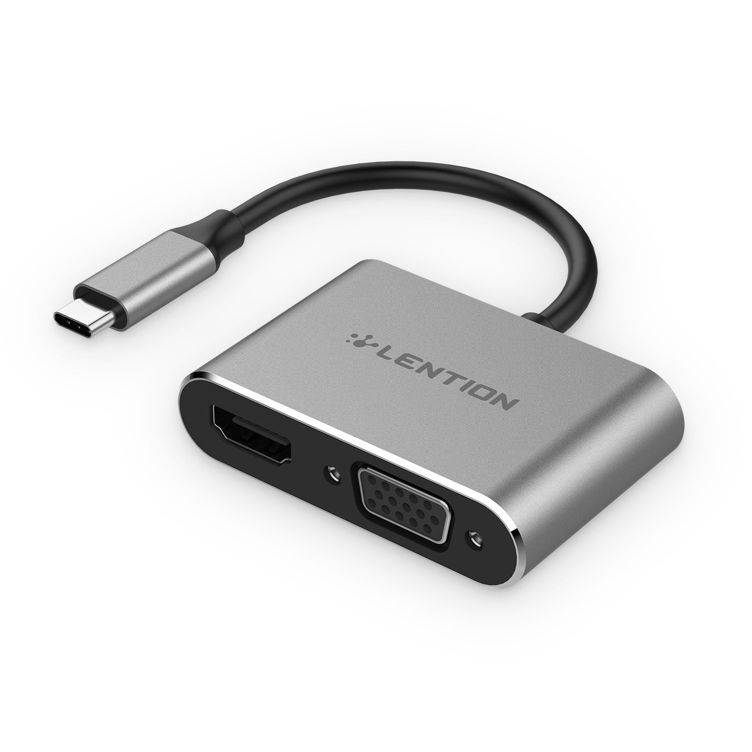 LENTION USB-C to HDMI&VGA Adapter, Up to 4K/30Hz HDMI Output (CB-C51s) Space Grey