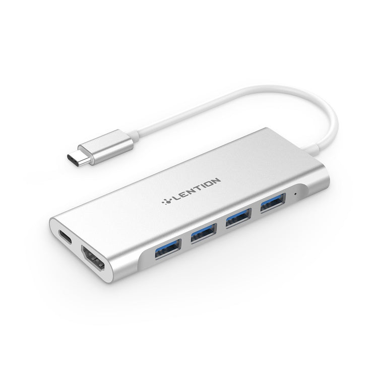 LENTION 6 in 1 Long Cable USB-C Hub with 4K HDMI, 4 USB 3.0, and PD (CB-C35H)