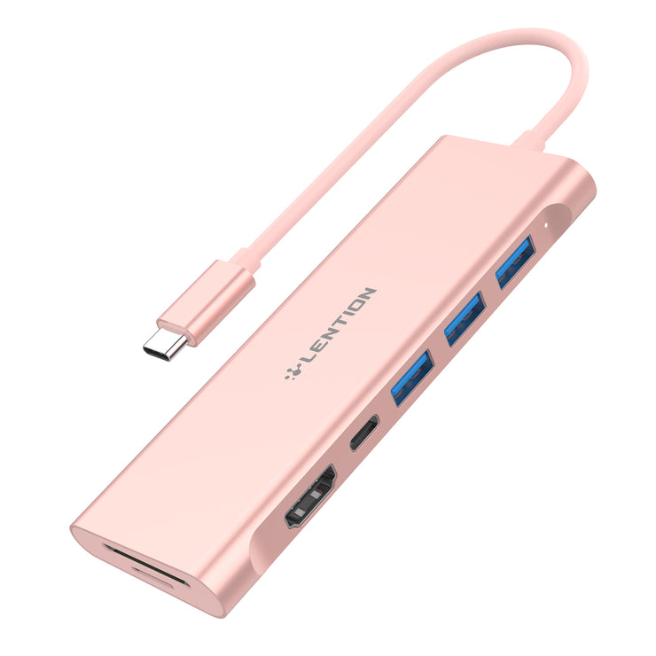  LENTION 7-in-1 USB C Multi-Port Hub with 4K HDMI-Space gray/Rose gold/Silver