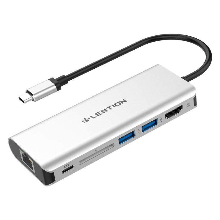  $59.99 - LENTION USB-C Digital AV Multiport Hub with 4K HDMI, 2 USB 3.0, Card Reader, Type C Charging, Gigabit Ethernet Adapter(US/UK/CA Warehouse In Stock) (for ASUS ZenBook3 / ZenBook Pro / Surface Book 2/Go / MacBook 12)