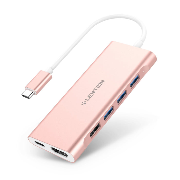 LENTION USB C Multi-Port Hub with 4K HDMI, 4 USB-A, SD 3.0 Card Reader, Type C Charging Adapter (CB-C36) (Space gray/Silver/Rose gold)|Compatible with New MacBook Air & Pro 13/15/16(With Thunderbolt 3 ports)/MacBook 12/New iMac /iMac Pro