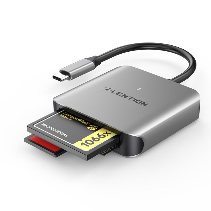 LENTION USB-C to SD/Micro SD Card Reader, SD 3.0 Card Adapter (CB-C8)