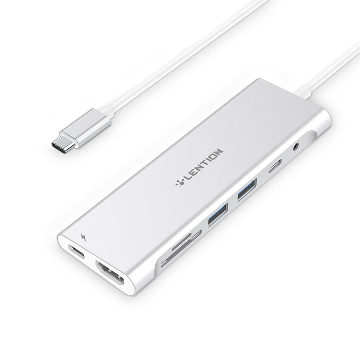 LENTION 3.3ft Long Cable USB C Hub-Space gray/Silver