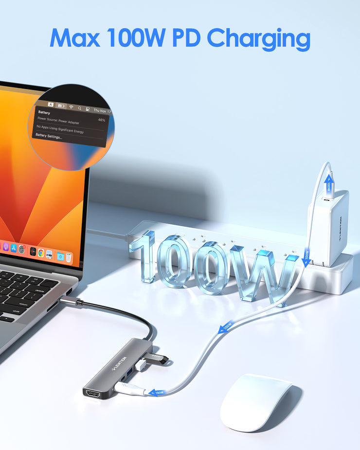 LENTION USB C Hub, 6 in 1 USB C (CB-CE35s)