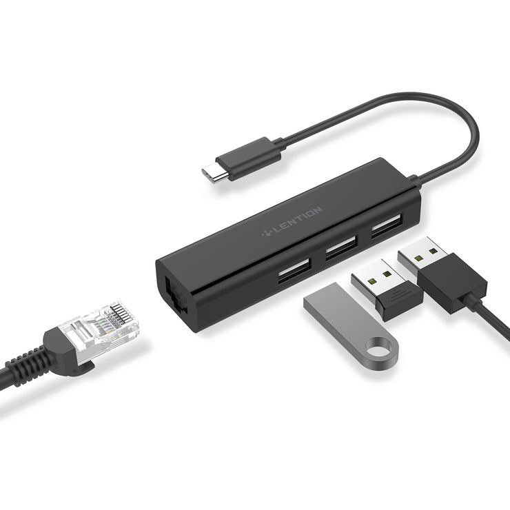 LENTION USB C to 3 USB 2.0 Ports Hub with 100M Ethernet LAN Adapter-$13.99  | Lention.com