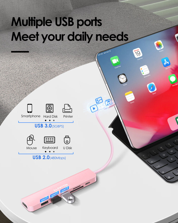 LENTION 6-in-1 USB C Hub for Surface Pro 7 Only, with 4K/60Hz HDMI, SD LENTION 6-in-1 USB C Hub for Surface Pro 7 Only, with 4K/60Hz HDMI, SD