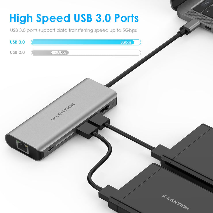  LENTION USB-C Digital AV Multiport Hub with 4K HDMI - ($49.99, Space gray/Silver) | Lention.com