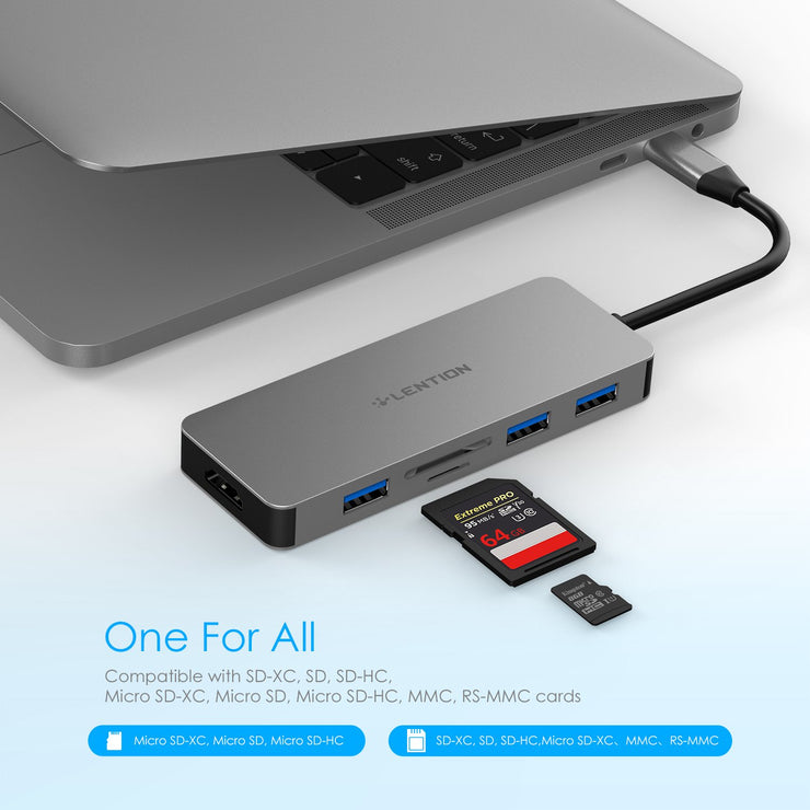 LENTION USB C Hub with 4K HDMI, 3 USB 3.0, SD 3.0 Card Reader  - US/UK/CA Warehouse In Stock - Laptop USB C Hub | Lention.com