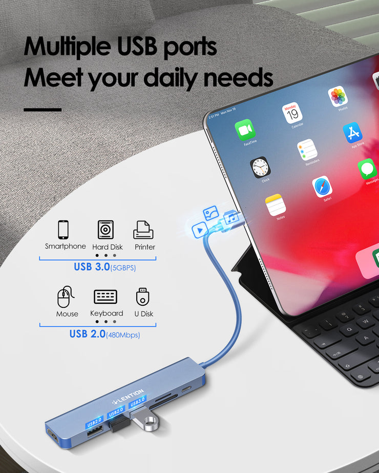 LENTION 7-in-1 USB C Hub (CB-CE18)