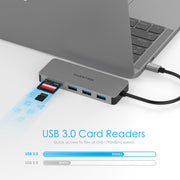 LENTION USB C Hub with 3 USB 3.0, SD/Micro SD Reader and Charging Port| Space gray/Rose gold/Silver | Lention.com