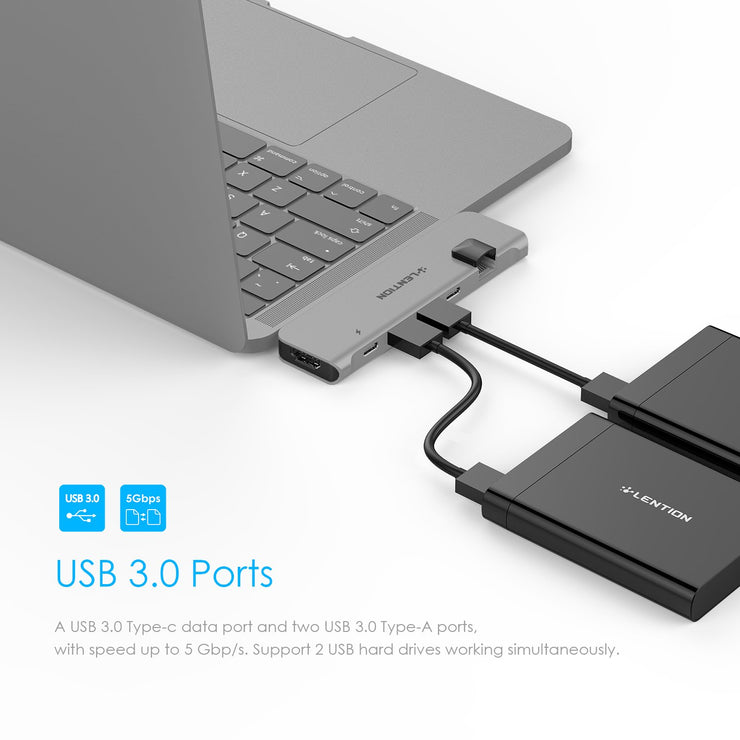 LENTION USB C Portable Hub with 100W Power Delivery -  Lention.com
