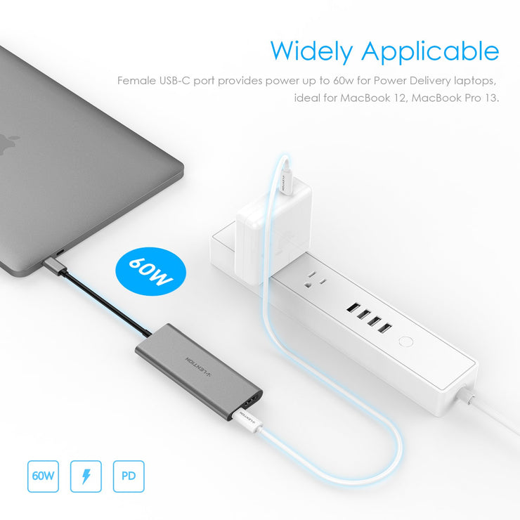 Long Cable USB-C Multi-Port Hub, with 4K HDMI Output, 4 USB 3.0, Type C Charging Adapter - Space gray/Silver/Rose gold|Lention.com
