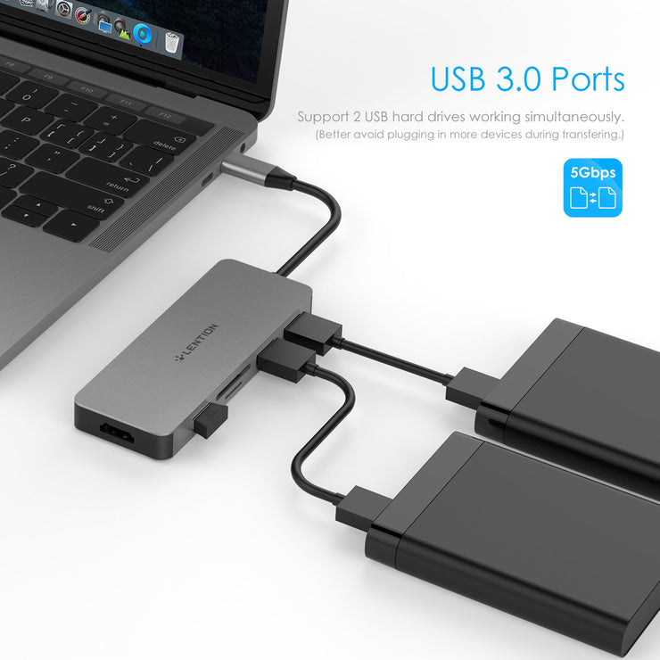 LENTION USB C Hub with 4K HDMI, 3 USB 3.0, SD/Micro SD Card Reader, HP Spectre / Spectre X360 / ENVY / ENVY X360 / EliteBook Folio G1 ASUS ZenBook 3 / Ultra / ZenBook Pro / ZenBook Flip / Liquid Jade Primo  - $32.99-  Lention.com