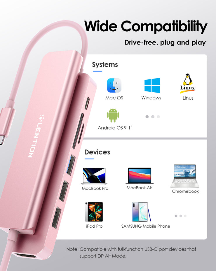 LENTION 7-in-1 USB C Hub (CB-CE18)