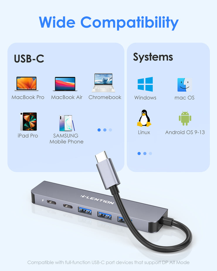 LENTION USB C Hub, 6 in 1 USB C (CB-CE35s)